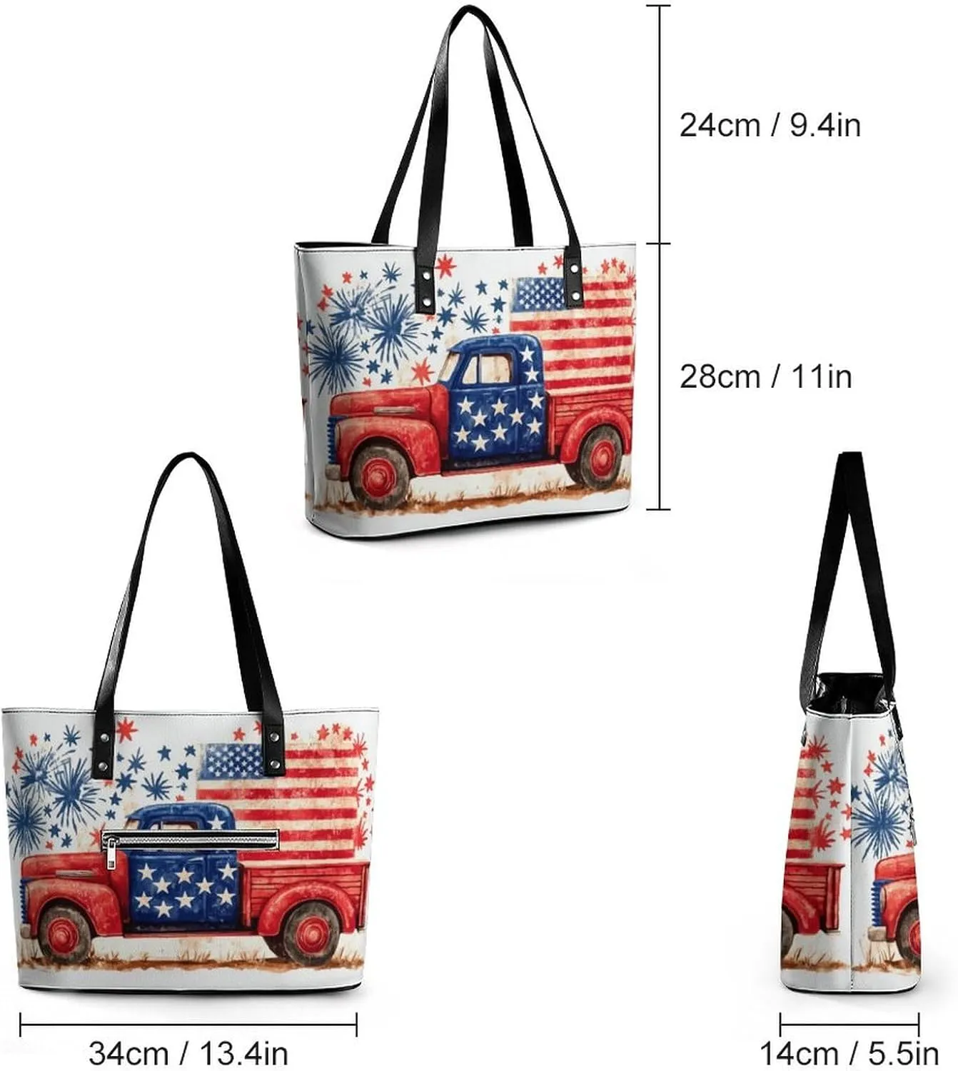 Independence Day Truck Women Soft Leather Handbags Tote Purses Shoulder Bucket Bags
