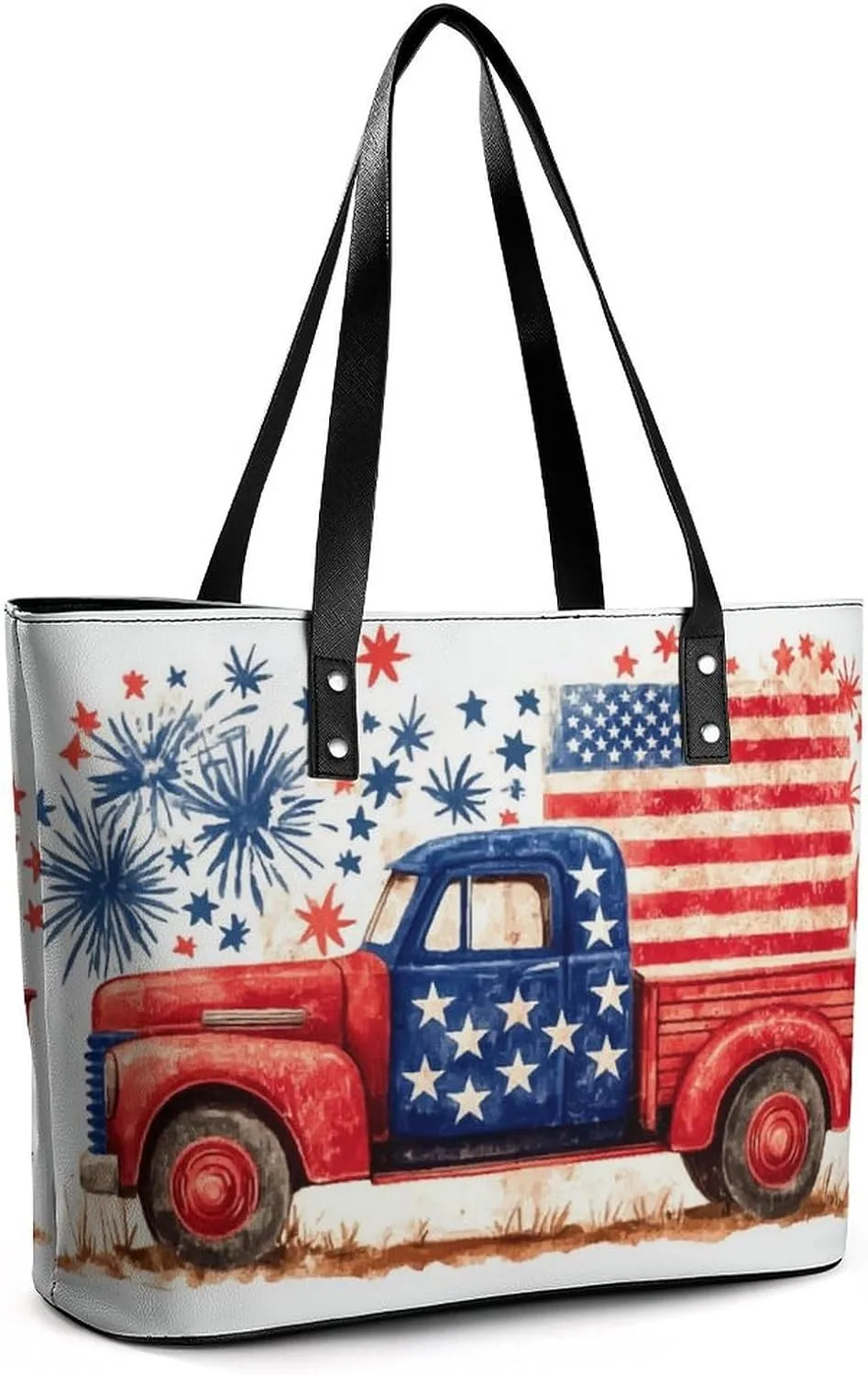 Independence Day Truck Women Soft Leather Handbags Tote Purses Shoulder Bucket Bags