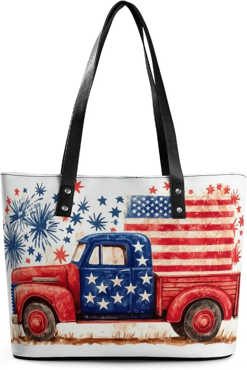 Independence Day Truck Women Soft Leather Handbags Tote Purses Shoulder Bucket Bags