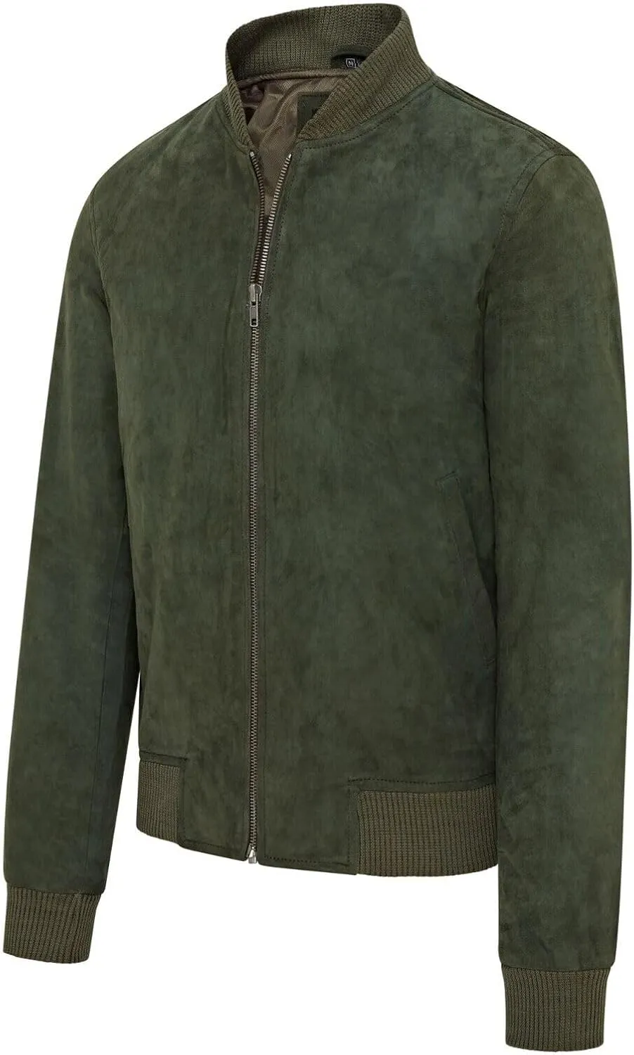 Infinity Leather Mens Soft Goat Suede MA-1 Varsity Bomber Jacket
