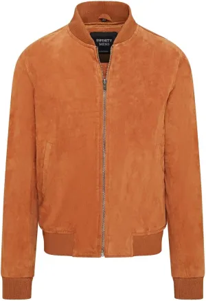 Infinity Leather Mens Soft Goat Suede MA-1 Varsity Bomber Jacket