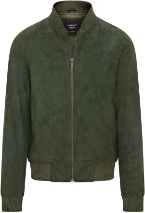 Infinity Leather Mens Soft Goat Suede MA-1 Varsity Bomber Jacket