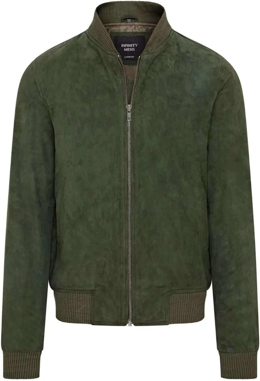 Infinity Leather Mens Soft Goat Suede MA-1 Varsity Bomber Jacket