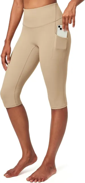 IUGA Capri Leggings for Women with Pockets Women's High Waisted Knee Length Capris Compression Yoga Pants Workout Leggings