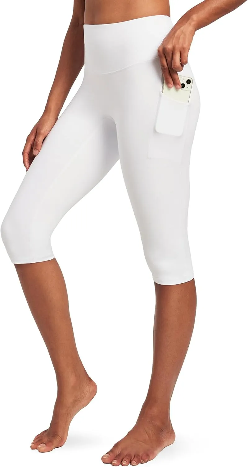 IUGA Capri Leggings for Women with Pockets Women's High Waisted Knee Length Capris Compression Yoga Pants Workout Leggings
