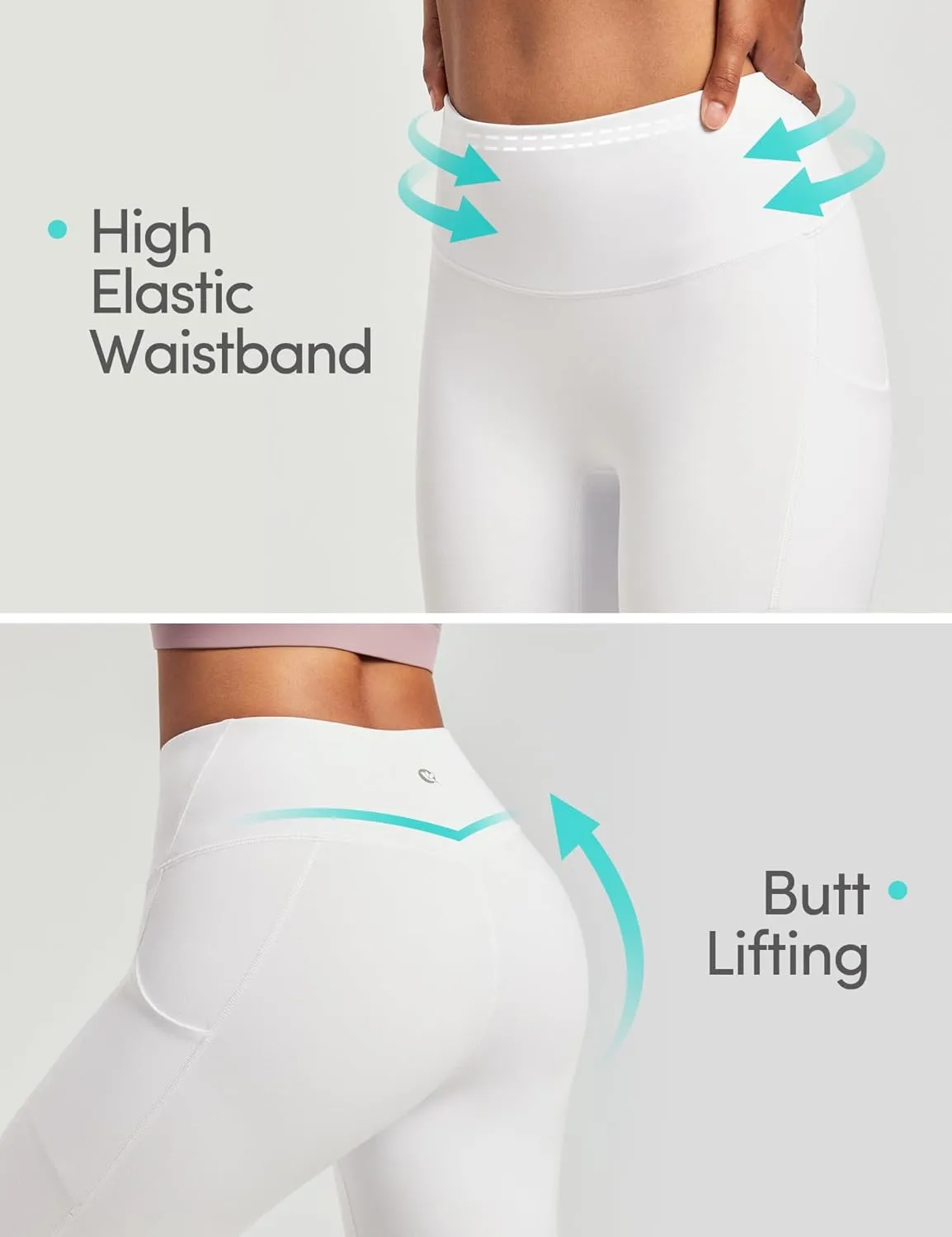 IUGA Capri Leggings for Women with Pockets Women's High Waisted Knee Length Capris Compression Yoga Pants Workout Leggings