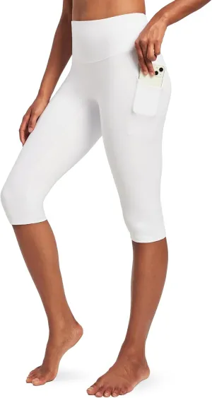 IUGA Capri Leggings for Women with Pockets Women's High Waisted Knee Length Capris Compression Yoga Pants Workout Leggings