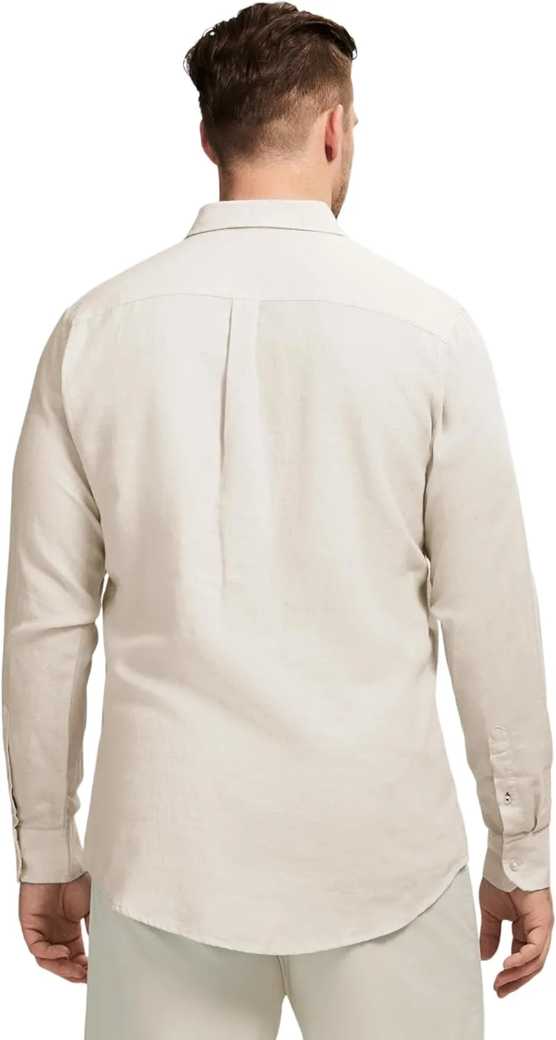 IZOD Men's Big & Tall Linen Button Down Long Sleeve Shirt