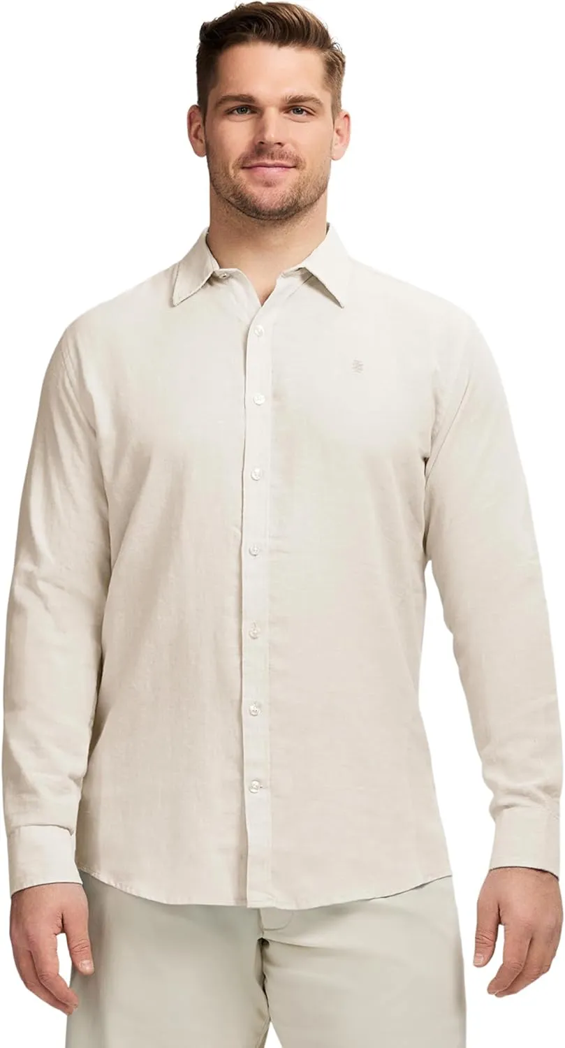 IZOD Men's Big & Tall Linen Button Down Long Sleeve Shirt