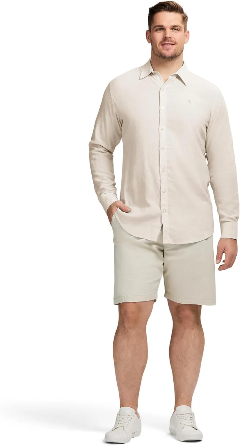IZOD Men's Big & Tall Linen Button Down Long Sleeve Shirt