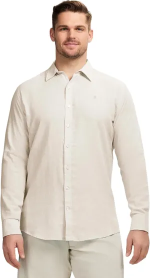 IZOD Men's Big & Tall Linen Button Down Long Sleeve Shirt