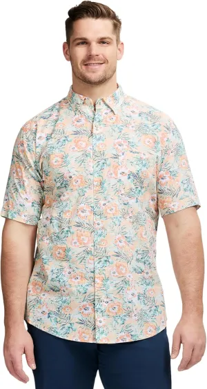 IZOD Men's Big and Tall Saltwater Dockside Short Sleeve Button Down Shirt