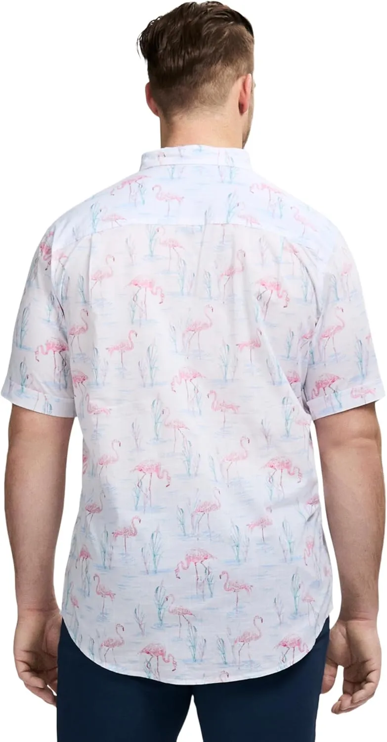 IZOD Men's Big and Tall Saltwater Dockside Short Sleeve Button Down Shirt