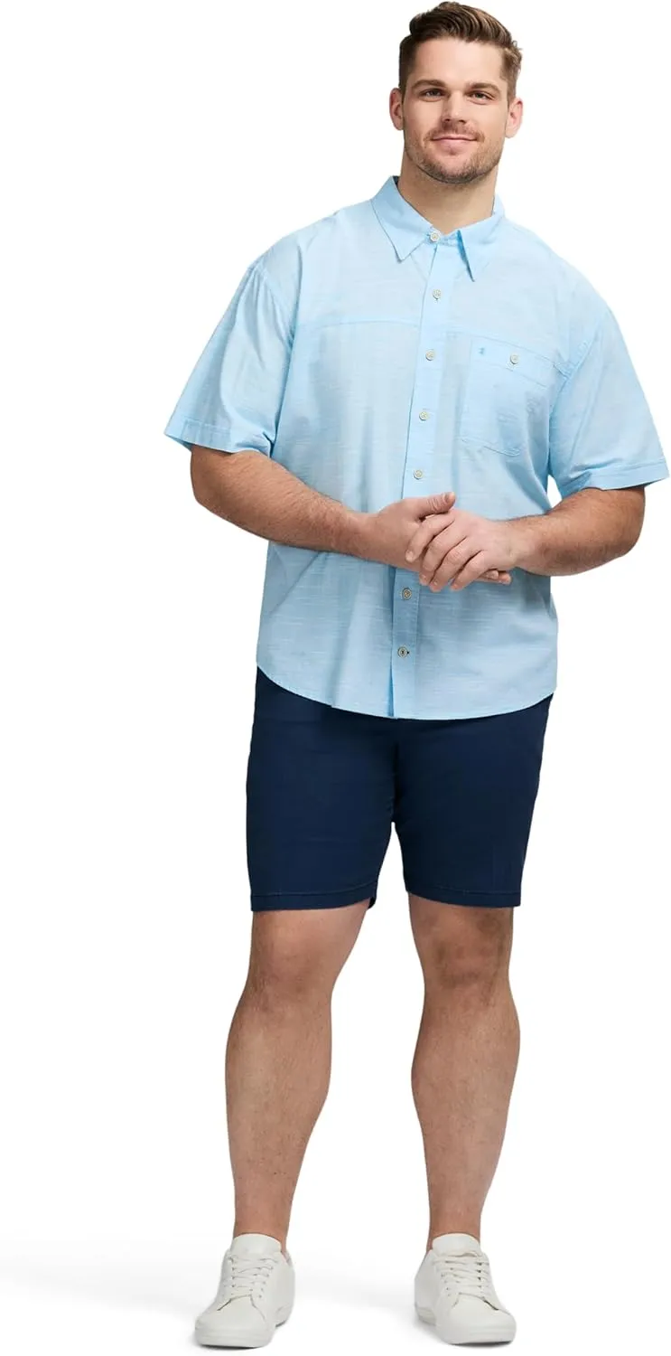 IZOD Men's Big and Tall Saltwater Dockside Short Sleeve Button Down Shirt
