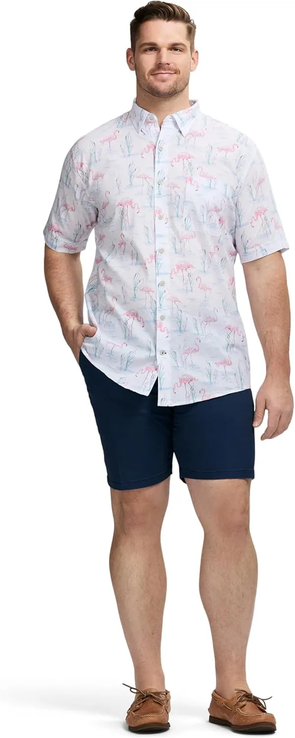 IZOD Men's Big and Tall Saltwater Dockside Short Sleeve Button Down Shirt