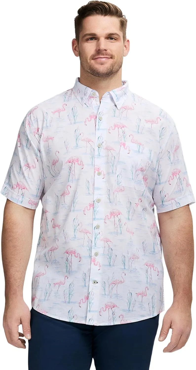 IZOD Men's Big and Tall Saltwater Dockside Short Sleeve Button Down Shirt