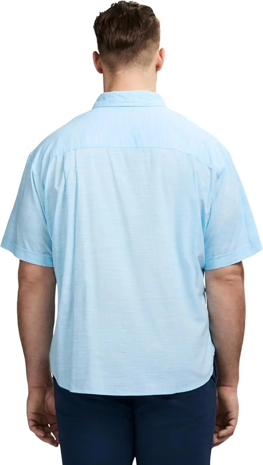 IZOD Men's Big and Tall Saltwater Dockside Short Sleeve Button Down Shirt