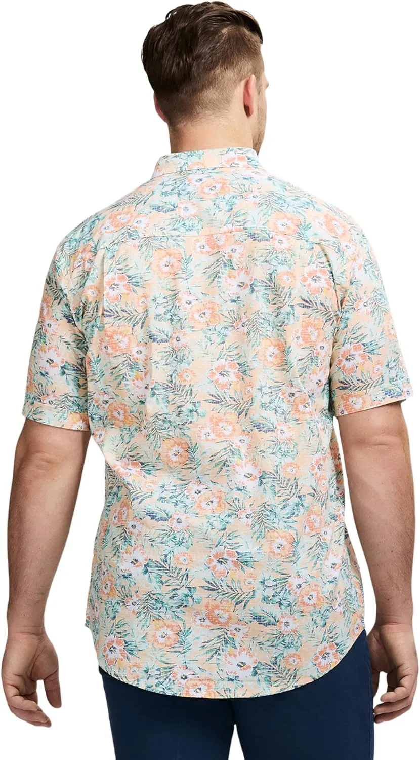 IZOD Men's Big and Tall Saltwater Dockside Short Sleeve Button Down Shirt