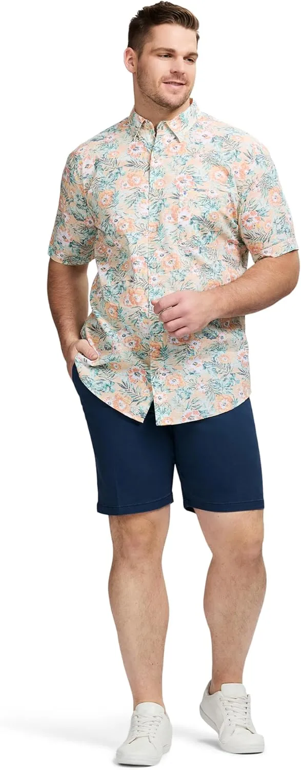IZOD Men's Big and Tall Saltwater Dockside Short Sleeve Button Down Shirt