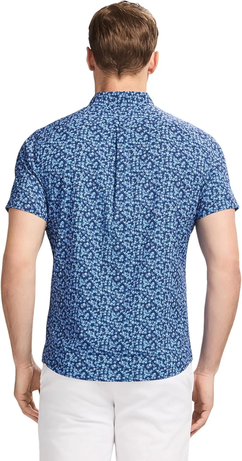 IZOD Men's Breeze Short Sleeve Button Down Patterned Shirt