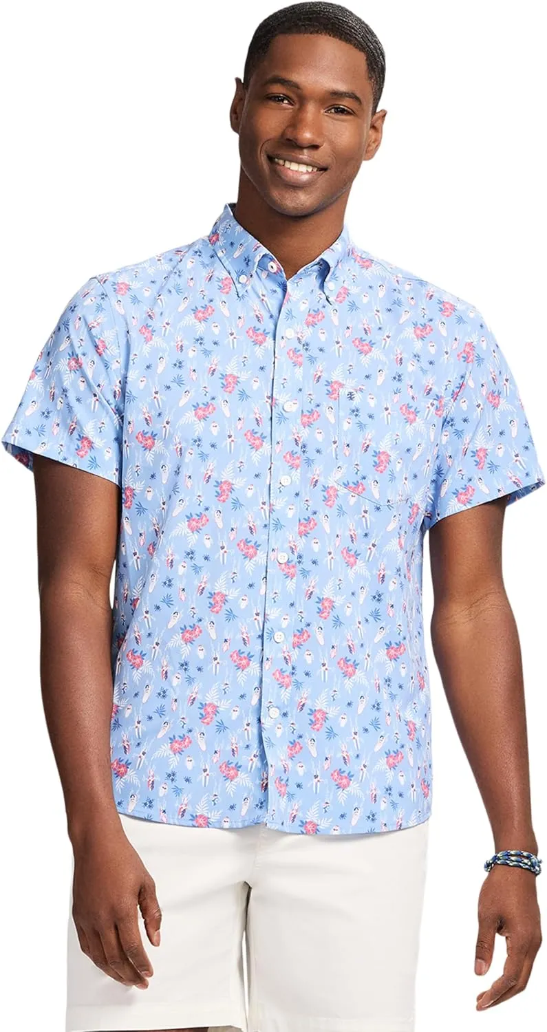 IZOD Men's Breeze Short Sleeve Button Down Patterned Shirt