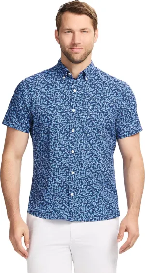 IZOD Men's Breeze Short Sleeve Button Down Patterned Shirt