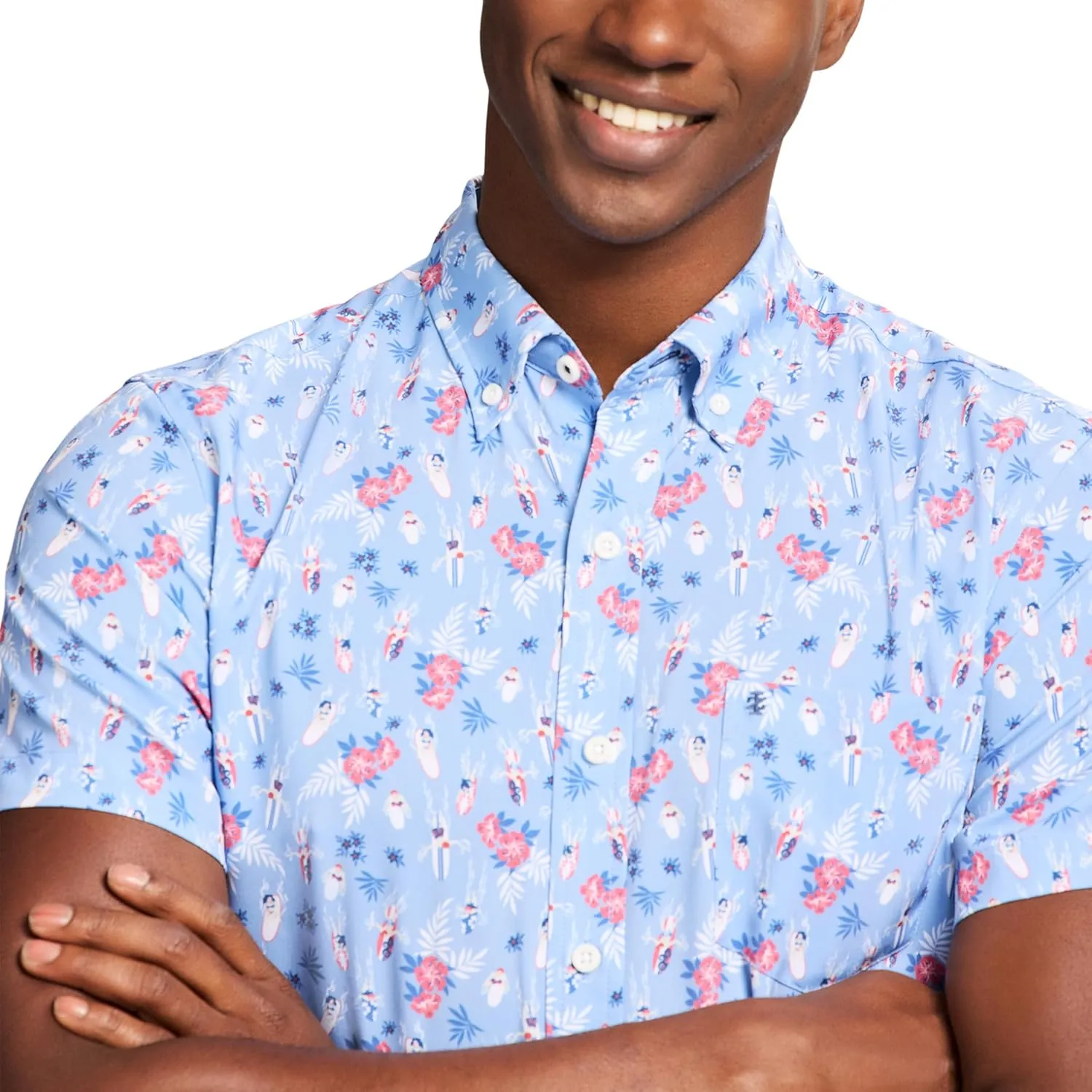 IZOD Men's Breeze Short Sleeve Button Down Patterned Shirt