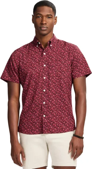 IZOD Men's Breeze Short Sleeve Button Down Patterned Shirt