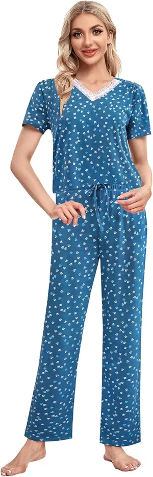 IZZY   TOBY Cotton Pajama Sets, Soft Sleepwear Pjs Set for Women