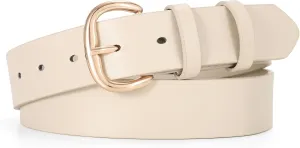 JASGOOD Women Leather Belt for Jeans Pants Gold Buckle Lady Casual Dress Waist Belt