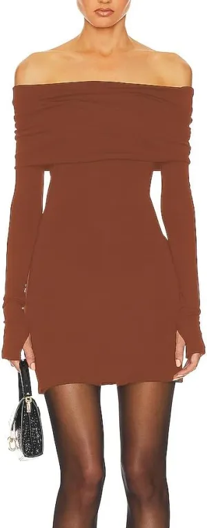 JLCNCUE Womens Off The Shoulder Long Sleeves Bodycon Mini Dress Elegant Ribbed Knit Club Party Short Fitted Dresses 347