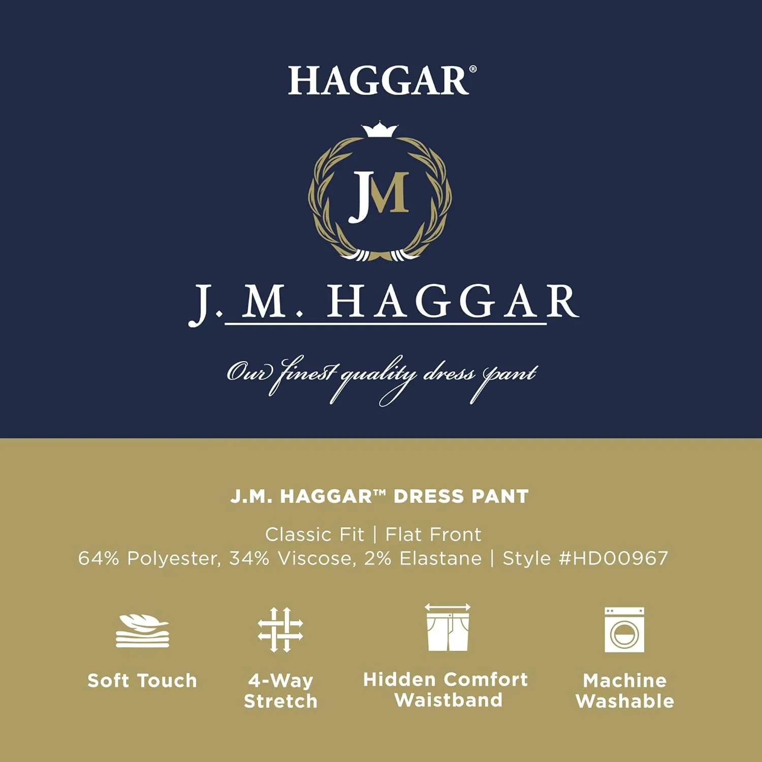J.M. Haggar Men's Classic Fit Flat Front Dress Pant-Regular and Big & Tall Sizes