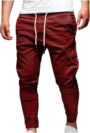 Joggers Trackpants for Men, Casual Solid Slim Fit Cargo Pant Novelty Going Out Hiking Trousers with Pokets