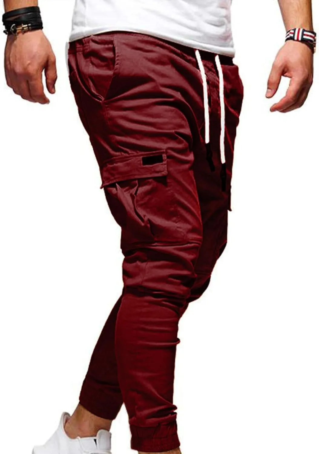 Joggers Trackpants for Men, Casual Solid Slim Fit Cargo Pant Novelty Going Out Hiking Trousers with Pokets