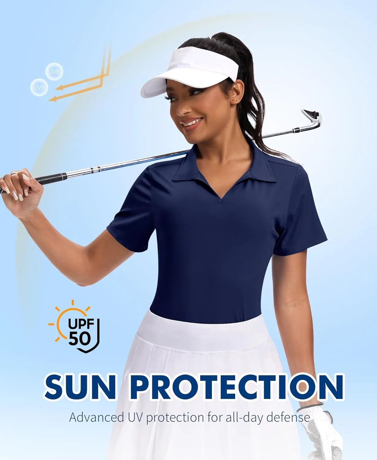 JoyGirl Women's Golf Polo Shirts Collared V-Neck Short Sleeve Tennis Shirt UPF 50  Quick Dry Moisture Wicking Golf Tops
