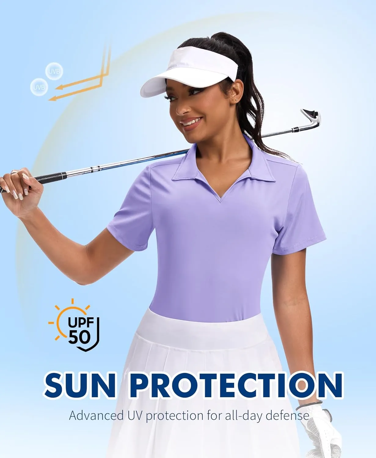 JoyGirl Women's Golf Polo Shirts Collared V-Neck Short Sleeve Tennis Shirt UPF 50  Quick Dry Moisture Wicking Golf Tops