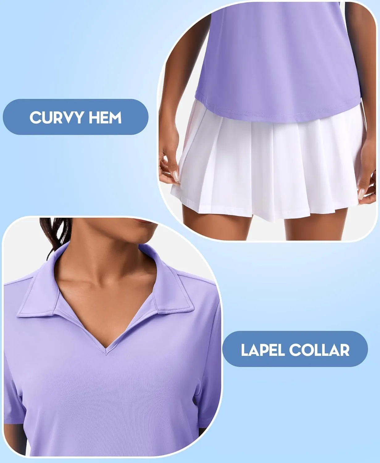 JoyGirl Women's Golf Polo Shirts Collared V-Neck Short Sleeve Tennis Shirt UPF 50  Quick Dry Moisture Wicking Golf Tops