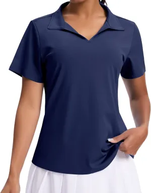 JoyGirl Women's Golf Polo Shirts Collared V-Neck Short Sleeve Tennis Shirt UPF 50  Quick Dry Moisture Wicking Golf Tops