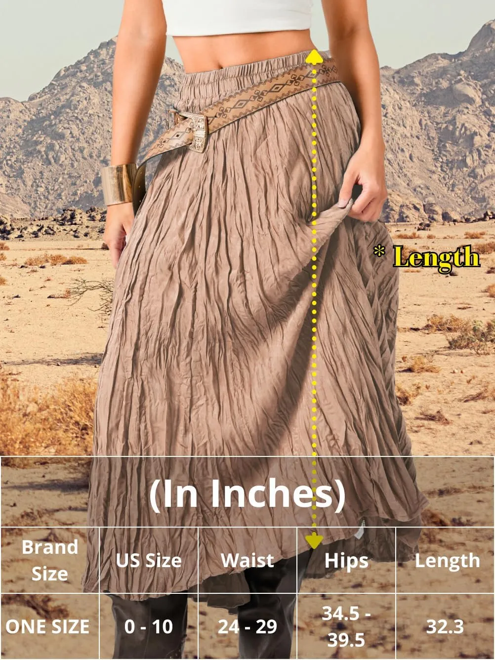 Kaei&Shi Pleated Midi Skirt,High Waisted A Line Flowy Boho Skirts for Women,Renaissance Costume Country Festival Vacation
