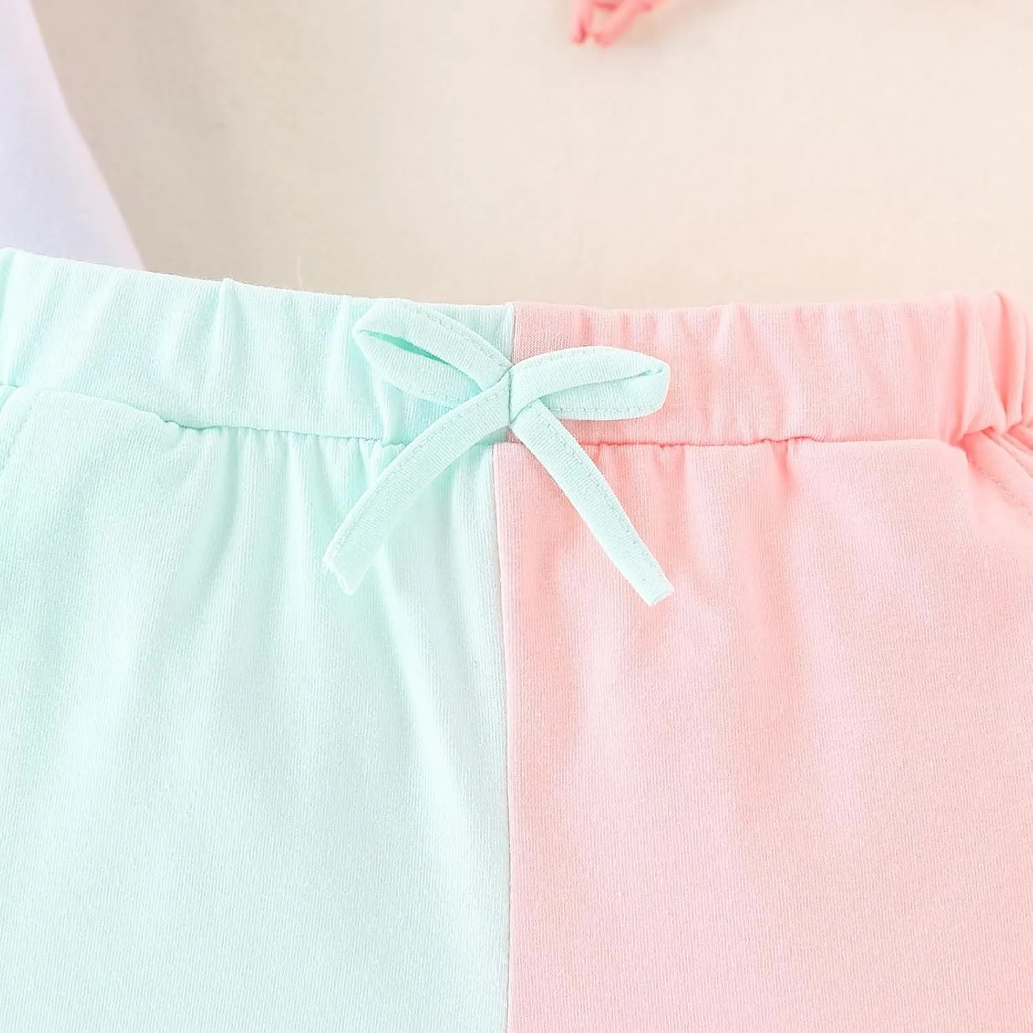 Kids Toddler Girl Clothes Outfits Color Clash Short Sleeve Heart Print Tops Summer Shorts Set