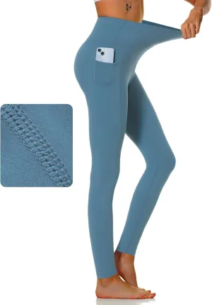 KOWBEAR Womens Yoga Leggings 4-Way Stretch High Waisted Tummy Control Pant with Pocket Workout Athletic Gym Casual Pants
