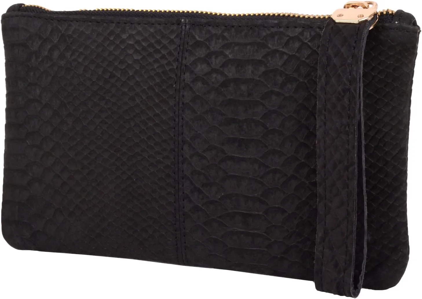 Ladies/Womens Small Soft Leather Clutch Bag/Purse with Textile Design