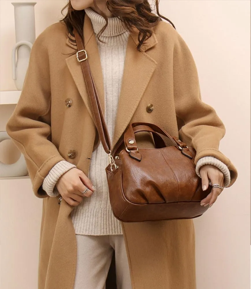 Large Tote Bag with Zipper for Women - Stylish Shoulder Purse and Top Handle Satchel Handbag for Travel and Work (Brown)