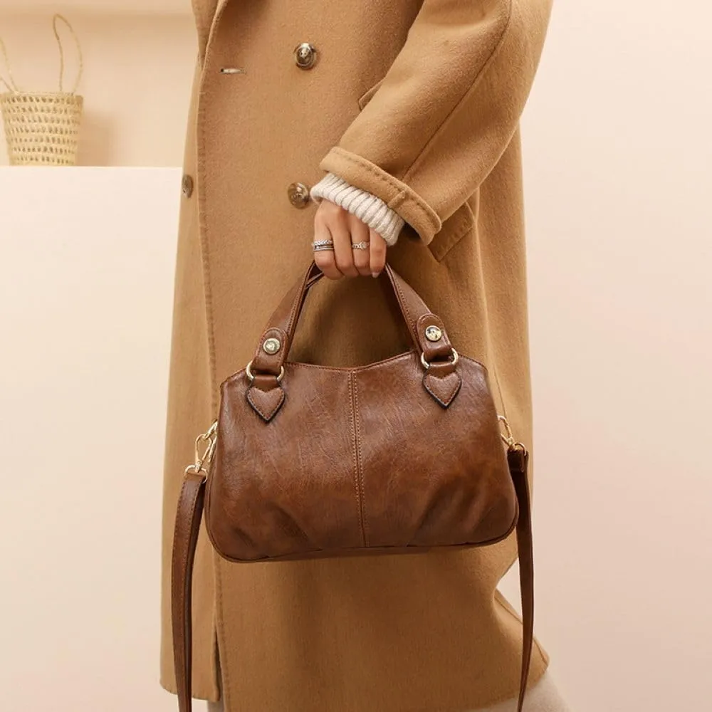Large Tote Bag with Zipper for Women - Stylish Shoulder Purse and Top Handle Satchel Handbag for Travel and Work (Brown)