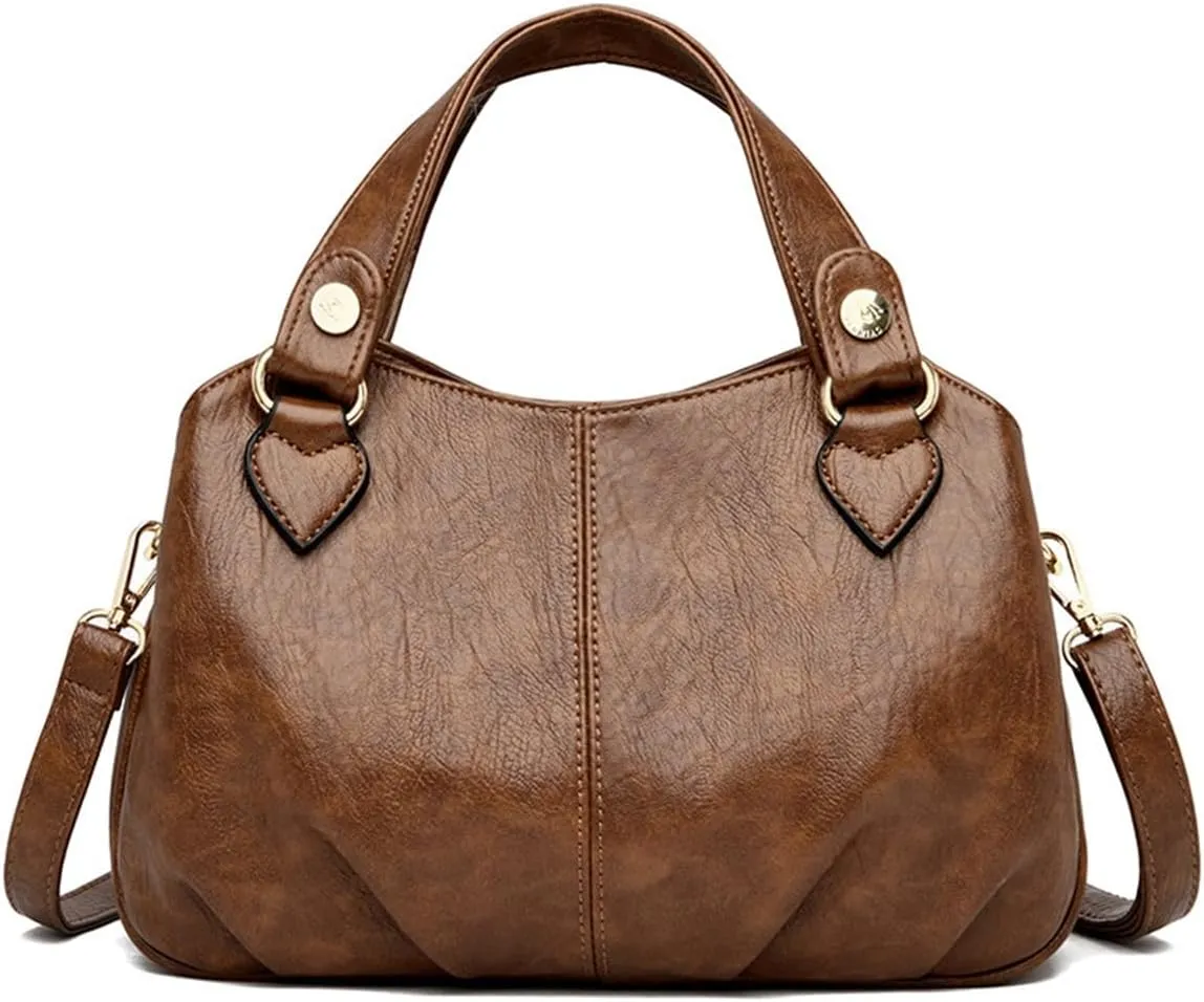 Large Tote Bag with Zipper for Women - Stylish Shoulder Purse and Top Handle Satchel Handbag for Travel and Work (Brown)