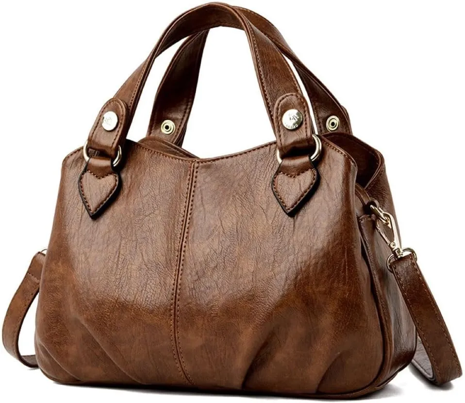 Large Tote Bag with Zipper for Women - Stylish Shoulder Purse and Top Handle Satchel Handbag for Travel and Work (Brown)