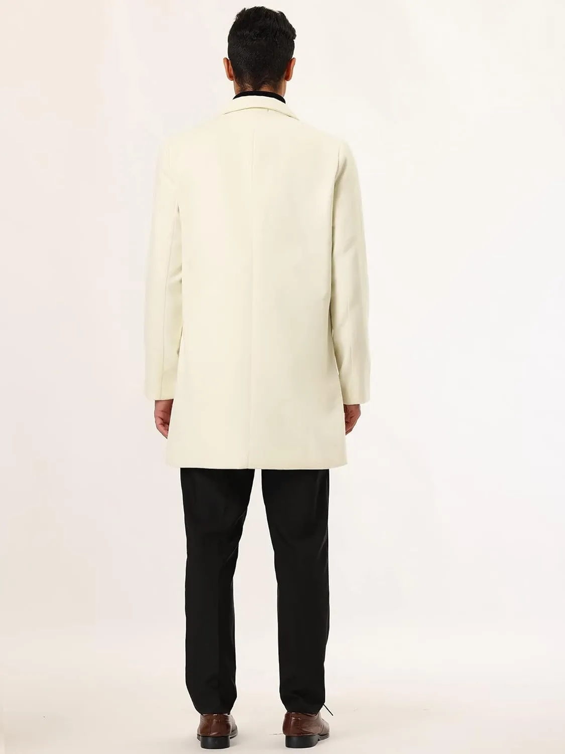 Lars Amadeus Men's Trench Coat Slim Fit Winter Notched Lapel Single Breasted Long Jacket Overcoat