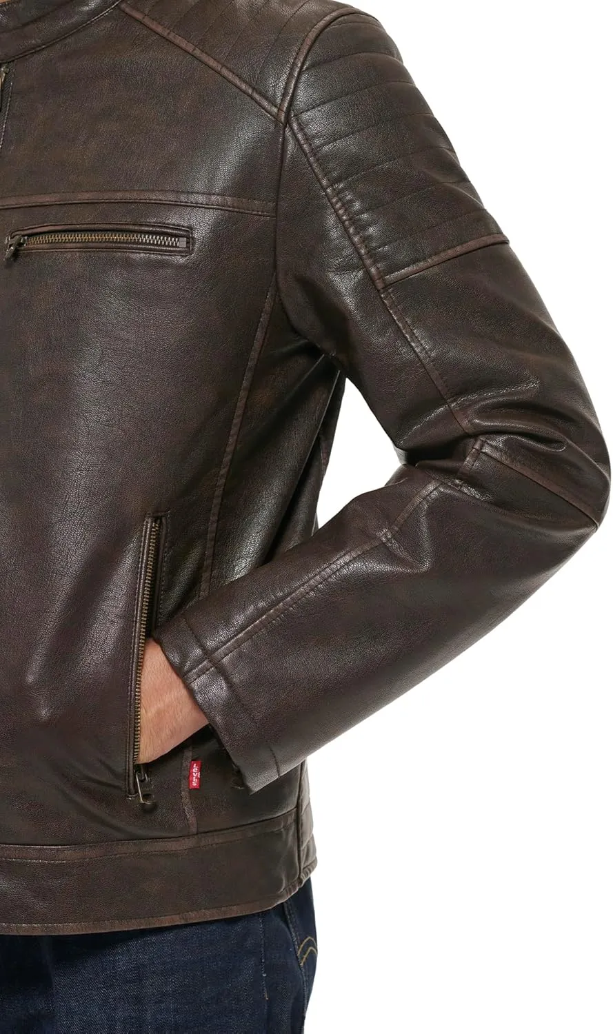 Levi's mens Faux Leather Racer Jacket