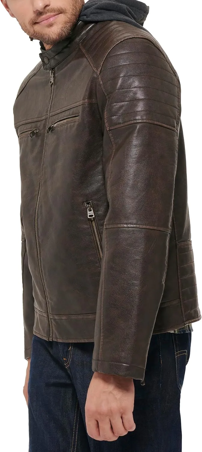 Levi's mens Faux Leather Racer Jacket