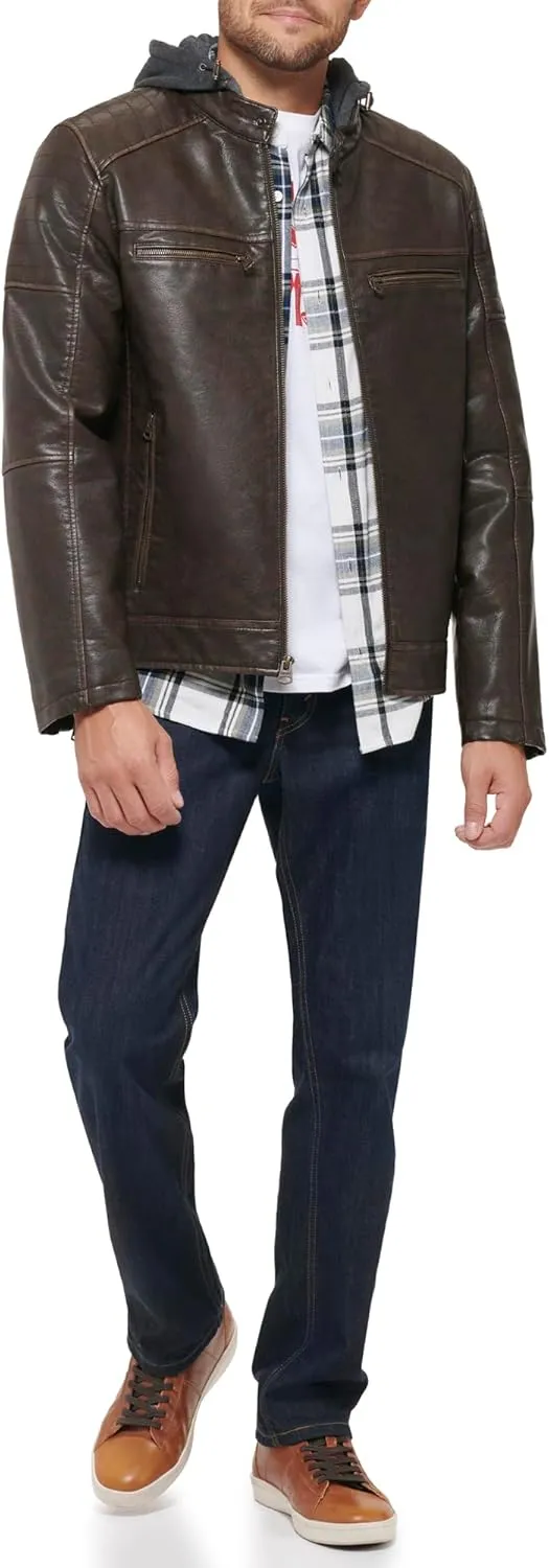 Levi's mens Faux Leather Racer Jacket